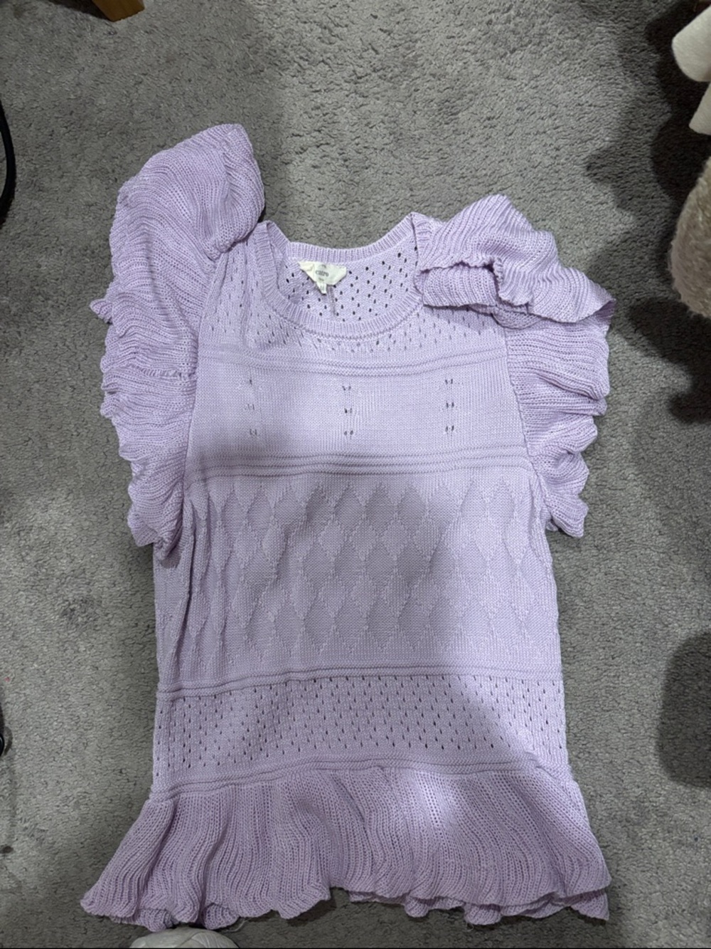 Lavender Ruffle Sleeve Knit Top - Picture 1 of 1